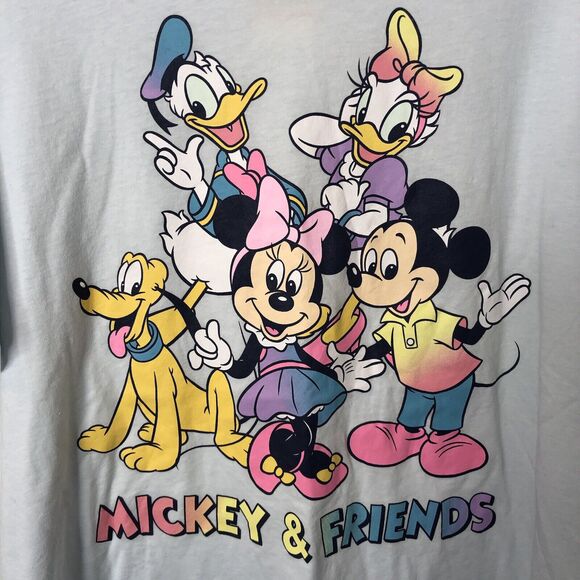 Disney NWT Women's Mickey and Friends Light Blue Short Sleeve T-Shirt Size 2X - Picture 2 of 6